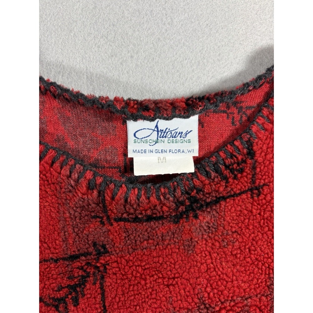 Vtg Artisans Sunschein Designs Cardinal Sweater Birds Red Black Made in USA - Picture 5 of 7